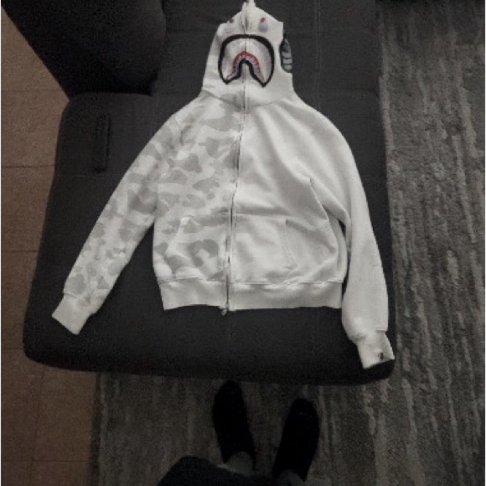 Bape hoodie white camo size L